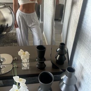 Blue & white striped wide leg flowy pants